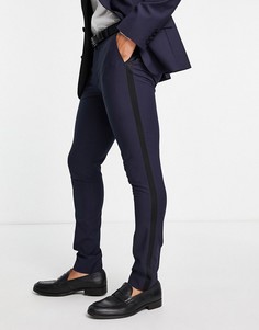 Темно-синие зауженные брюки под смокинг ASOS DESIGN-Темно-синий
