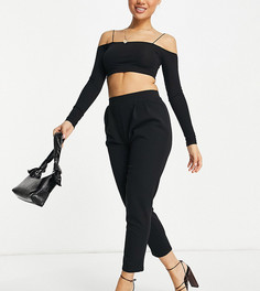 Суженные книзу трикотажные брюки черного цвета ASOS DESIGN Petite-Черный цвет