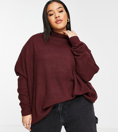 Бордовый oversized-джемпер Yours Fashion-Красный