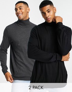 2 водолазки со скидкой (черный/темно-серый) ASOS DESIGN-Разноцветный