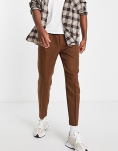 Суженные книзу брюки коричневого цвета с эластичным поясом (от комплекта) Topman-Коричневый цвет