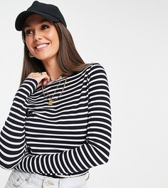 Темно-синий лонгслив в полоску ASOS DESIGN Tall-Разноцветный