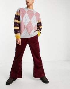 Бордовые брюки клеш с очень широкими штанинами ASOS DESIGN-Красный