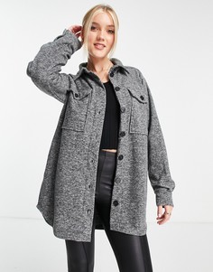 Черная меланжевая рубашка в стиле oversized Pieces-Черный цвет