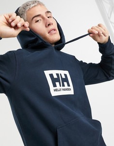 Темно-синий худи с квадратным принтом Helly Hansen