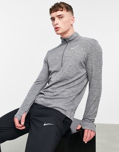 Серый меланжевый свитшот с короткой молнией Nike Running Pacer Dri-FIT