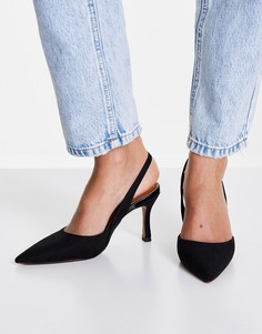 Черные туфли на шпильке с ремешком через пятку ASOS DESIGN Samber-Черный цвет