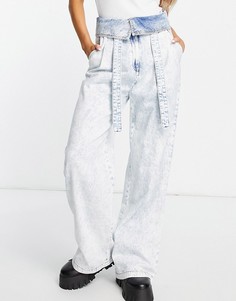 Синие джинсы с присборенной завышенной талией Love Moschino-Голубой