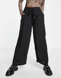 Черные брюки с широкими штанинами и завышенной талией Y.A.S Ovila-Черный цвет