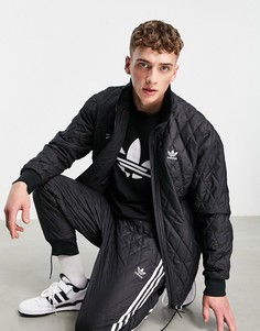 Стеганая черная куртка на молнии adidas Originals adicolor-Черный цвет