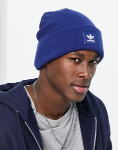 Темно-синяя шапка-бини с логотипом-трилистником adidas Originals adicolor-Темно-синий