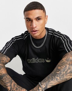 Черная атласная футболка со вставками adidas Originals SPRT-Черный цвет