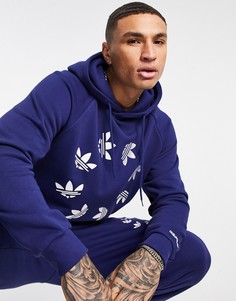 Темно-синий худи с крупным логотипом adidas Originals adicolor