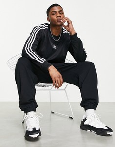 Черный свитшот с легким блеском и тремя полосками adidas Originals Adicolor-Черный цвет