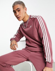 Бледно-малиновый свитшот с тремя полосками adidas Originals adicolor-Фиолетовый цвет
