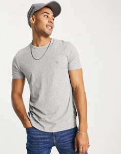 Светло-серая футболка с круглым вырезом French Connection-Серый