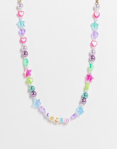 Ожерелье-бусы с надписью "Love" ASOS DESIGN-Разноцветный