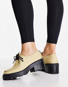 Бежевые туфли на плоской массивной подошве со шнуровкой ASOS DESIGN Minny-Светло-бежевый цвет
