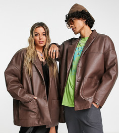 Винтажная куртка в стиле унисекс из искусственной кожи шоколадного цвета Reclaimed Vintage Inspired-Коричневый цвет