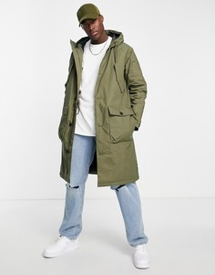 Удлиненная парка цвета хаки в стиле oversized Jack & Jones Premium-Зеленый цвет