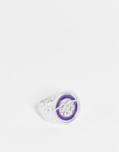 Серебристое кольцо-печатка с орлом Icon Brand-Серебряный