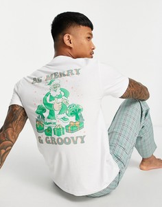 Новогодняя пижама с принтом на спине ASOS DESIGN His & Hers-Разноцветный