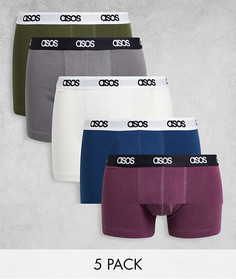 Набор из 5 боксеров-брифов ASOS DESIGN-Разноцветный