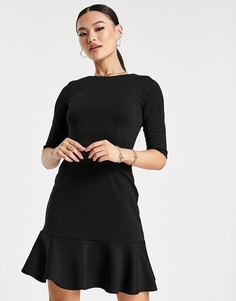 Черное платье миди с оборкой по нижнему краю Closet London-Черный