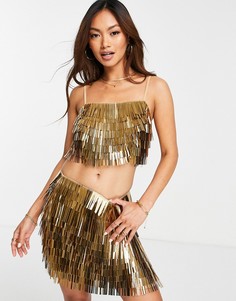 Золотистая юбка с крупными пайетками от комплекта ASOS DESIGN-Золотистый