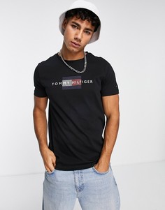Черная футболка с логотипом-флагом из линий Tommy Hilfiger-Черный цвет