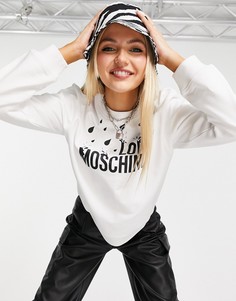 Белый свитшот с логотипом и принтом капель дождя Love Moschino