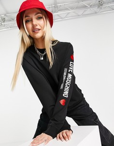 Черный свитшот с логотипом на рукаве Love Moschino-Черный цвет