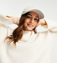 Кремовый джемпер в рубчик с высоким воротником ASOS DESIGN Petite-Белый
