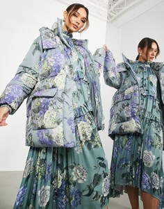 Пуховик с цветочным принтом ASOS EDITION-Разноцветный