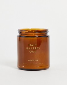 Свеча в банке из янтарного стекла с ароматом солода, травы и дуба MAEGEN, 200 г-Бесцветный Maegan