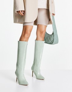 Бледно-зеленые сапоги до колена ASOS DESIGN Claudia-Зеленый цвет