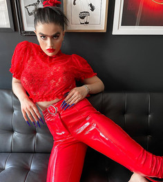 Красные виниловые брюки капри Labelrail x Sophia Hadjipanteli-Красный