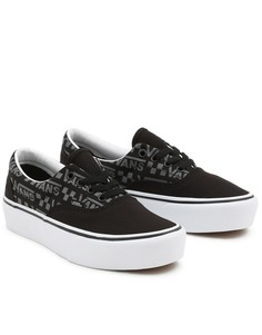Черно-белые кроссовки на платформе со светоотражающим логотипом Vans Era-Черный цвет