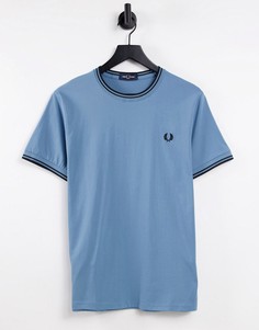 Синяя футболка с контрастной отделкой Fred Perry-Голубой