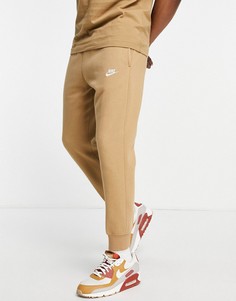 Серо-коричневые джоггеры с манжетами Nike Club-Коричневый цвет
