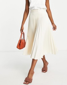 Плиссированная юбка миди кремового цвета Closet London-Белый