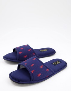 Слиперы-шлепанцы темно-синего и красного цвета Polo Ralph Lauren Antero-Темно-синий