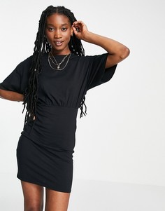 Черное облегающее платье-футболка с верхом в стиле oversized ASOS DESIGN-Черный цвет