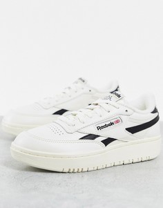 Кроссовки белого и черного цветов на толстой подошве Reebok Club C Double-Белый