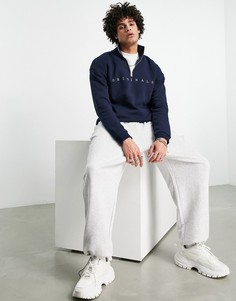 Темно-синий свитшот на молнии 1/4 с логотипом Jack & Jones Originals