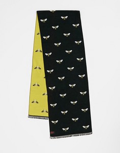 Двусторонний шарф с вышитыми пчелами Devils Advocate-Черный цвет