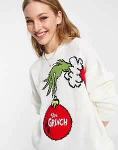 Новогодний джемпер с принтом «Гринч» ASOS DESIGN-Белый