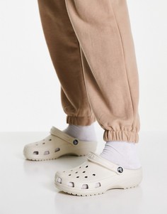 Бежевые классические кроксы Crocs-Светло-бежевый цвет