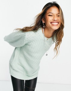 Вязаный джемпер мятного цвета со строчкой в виде пчелиных сот Topshop-Зеленый цвет