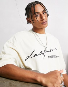 Oversized-футболка светлого цвета с принтом на спине и логотипами ASOS Dark Future-Белый